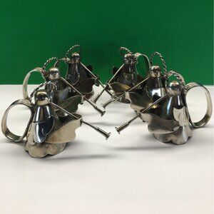 Vintage Silver Plated Angel Playing Horn Napkin Holders 1970's - Set of 6